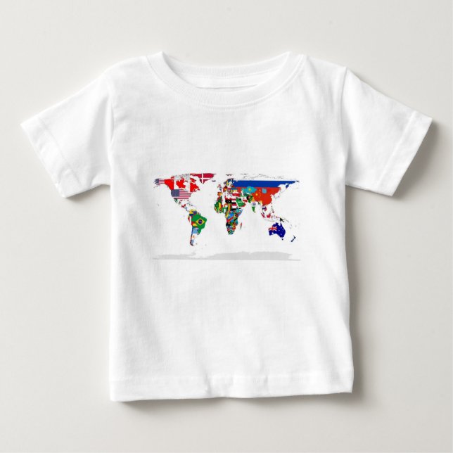 T-shirt Pour Bébé Monde pendant - carte des drapeaux du monde (Devant)