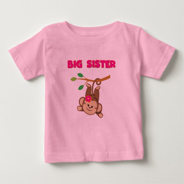 T-shirt Pour Bébé Monkey Big Sister (Devant)