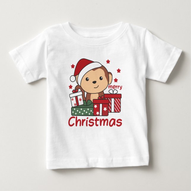 T-shirt Pour Bébé Monkey Christma (Devant)