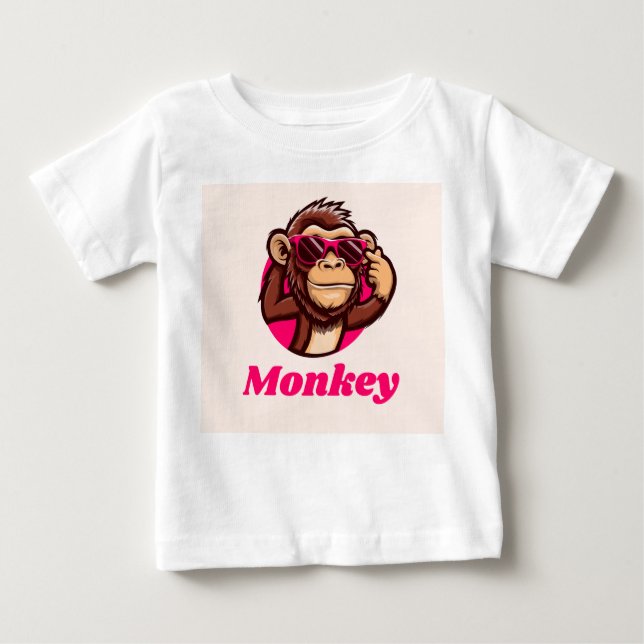 T-shirt Pour Bébé monkey cool baby t shirt (Devant)