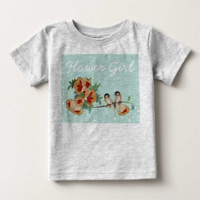 T-shirt Pour Bébé Monnaie Inséparable vintage de fleurs de cerisier (Devant)