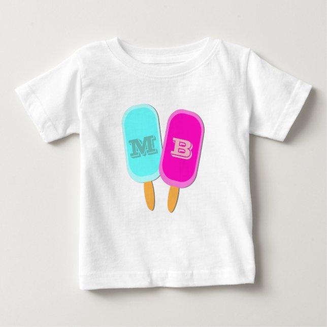 T-shirt Pour Bébé Monogram Ice Lollies Popsicles été (Devant)