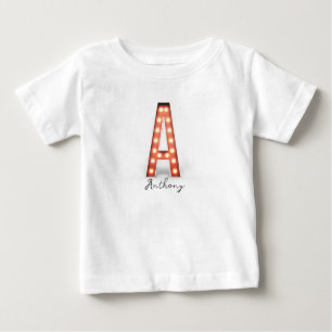 T-shirt Pour Bébé Monogramme A Enseigne Lumineuse Personnalisée 