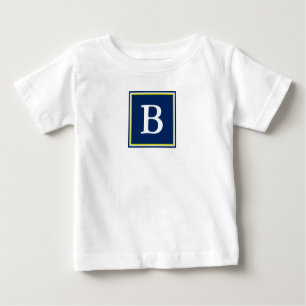 T-shirt Pour Bébé Monogramme bleu marine et vert citron vert