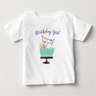 T-shirt Pour Bébé monogramme de célébration de gâteau fille annivers
