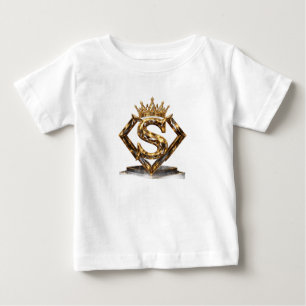 T-shirt Pour Bébé Monogramme Diamant Couronne Lettre Dorée Luxueuse