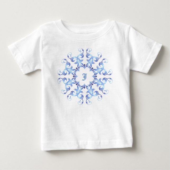 T-shirt Pour Bébé Monogramme.Élément baroque. (Devant)