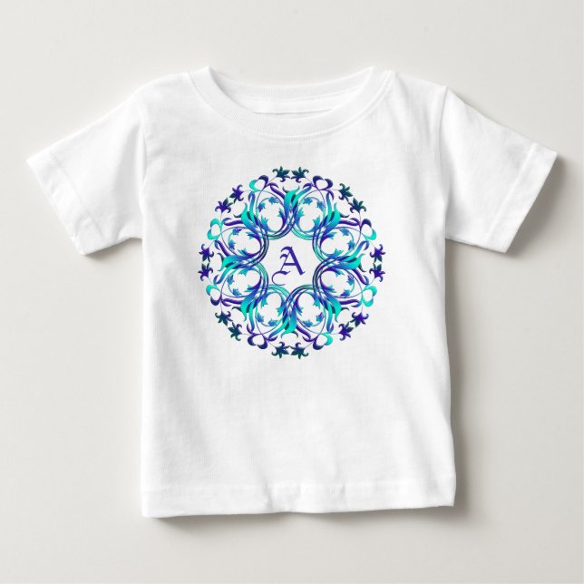 T-shirt Pour Bébé Monogramme.Élément baroque. (Devant)