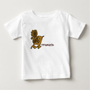 T-shirt Pour Bébé Monogramme Initiale A Or Paonée Personnalisée