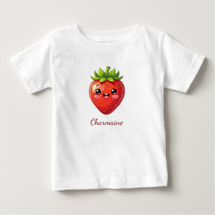 T-shirt Pour Bébé Monogramme joli fraise kawaii