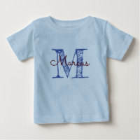 Monogramme Nom personnalisé Blue Baby Boy