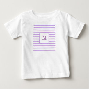 T-shirt Pour Bébé Monogramme personnalisé avec bandes violettes et b