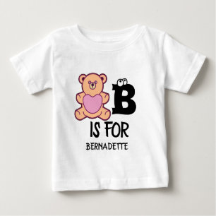 T-shirt Pour Bébé Monogramme personnalisé B pour ours drôle animal m