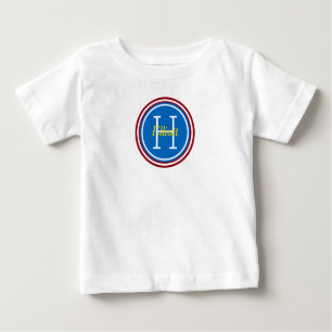 T-shirt Pour Bébé Monogramme principal bleu bleu jaune Polka