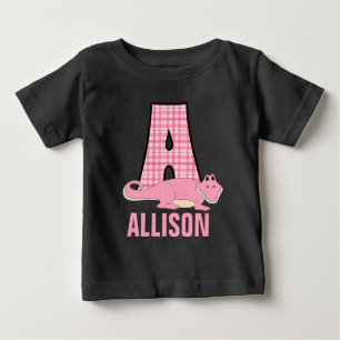 T-shirt Pour Bébé Monogramme rose doux A pour filles