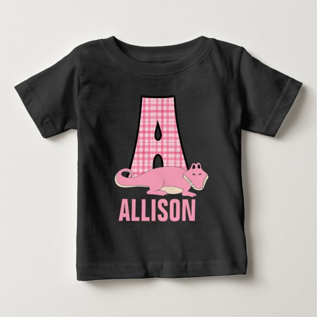 T-shirt Pour Bébé Monogramme rose doux A pour filles (Devant)