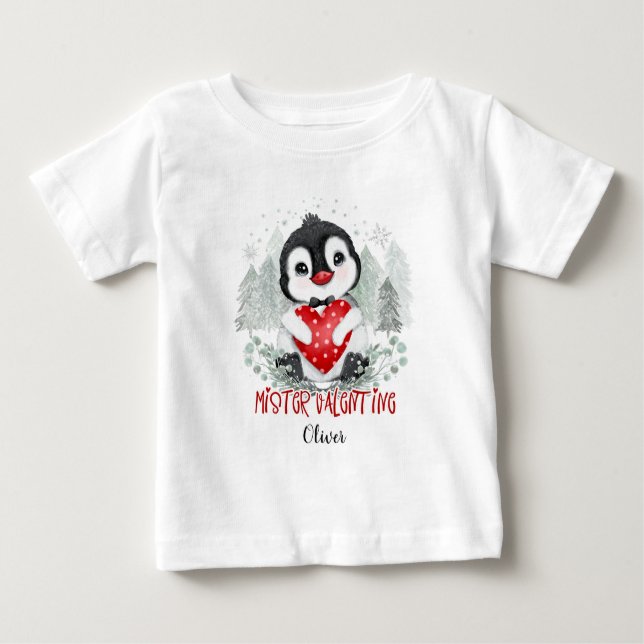 T-shirt Pour Bébé Monsieur Valentine bébé garçon personnalisé (Devant)