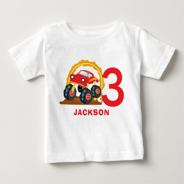 T-shirt Pour Bébé Monster Truck Rally Anniversaire (Devant)