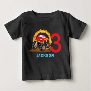 T-shirt Pour Bébé Monster Truck Rallye Anniversaire tenue de fête Ba