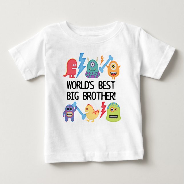 T-shirt Pour Bébé Monsters World's Best Big Brother (Devant)