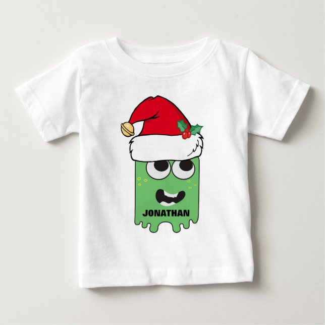 T-shirt Pour Bébé Monstre de Noël personnalisé mignon (Devant)