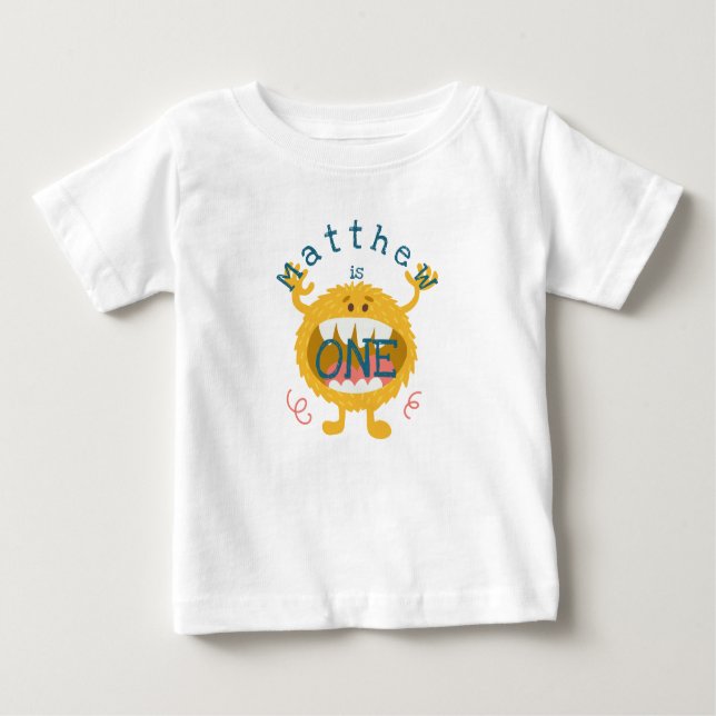 T-shirt Pour Bébé Monstre Jaune Cute Personnalisable (Devant)