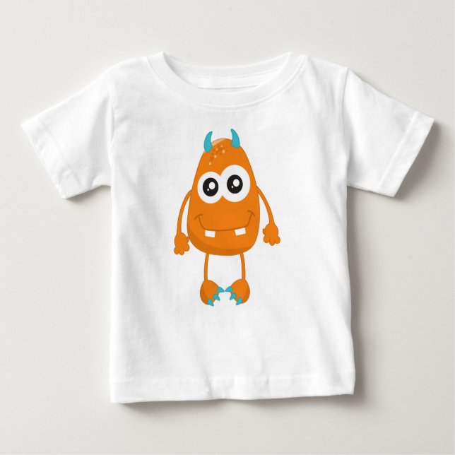 T-shirt Pour Bébé Monstre mignon, Monstre Orange, Monstre Amusant, C (Devant)