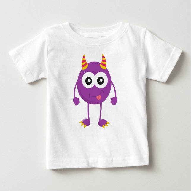 T-shirt Pour Bébé Monstre mignon, Monstre pourpre, Monstre drôle, Co (Devant)