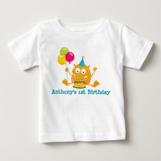 T-shirt Pour Bébé Monstre Personnalisé Premier Anniversaire Romper (Devant)