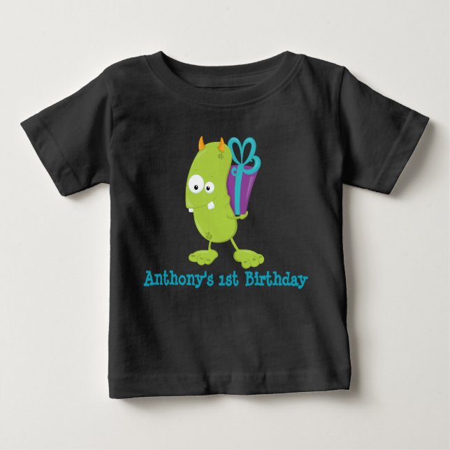 T-shirt Pour Bébé Monstre Personnalisé Premier Anniversaire T Chemis (Devant)