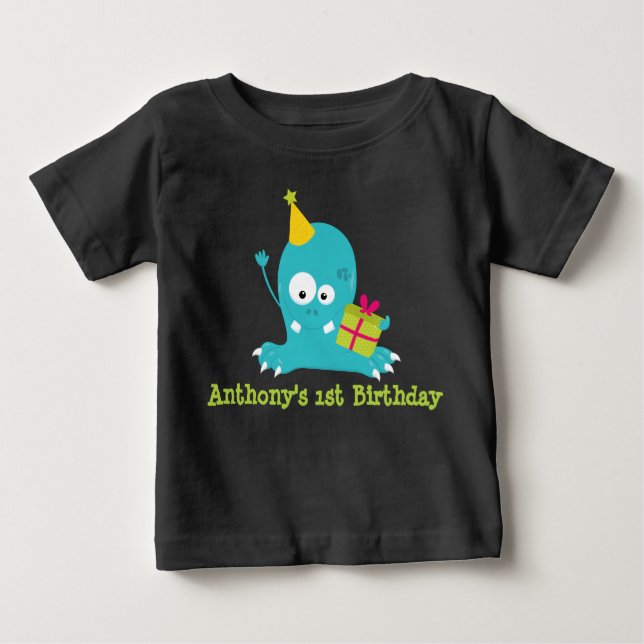 T-shirt Pour Bébé Monstre Personnalisé Premier Anniversaire T Chemis (Devant)