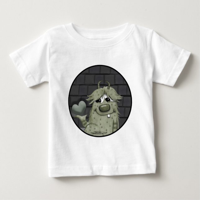 T-shirt Pour Bébé Monstre vert flou au coeur (Devant)