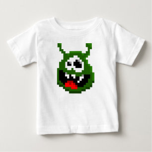 T-shirt Pour Bébé Monstre Vert - Pixel Art