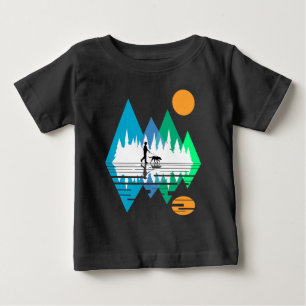 T-shirt Pour Bébé Montagnes géométriques et un promeneur de chien