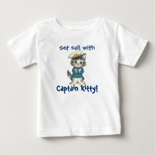 T-shirt Pour Bébé Monter la voile avec le capitaine Kitty