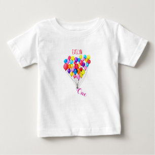 T-shirt Pour Bébé MONTEZ EN BALLON le ęr anniversaire a personnalisé
