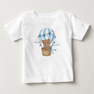 T-shirt Pour Bébé Montgolfière Ours en Peluche Bleu pour Décoration