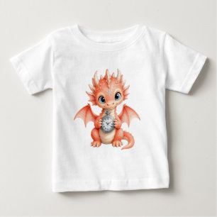 T-shirt Pour Bébé Montre de poche Bébé Dragon Mignon Art Aquarelle