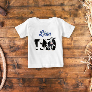 T-shirt Pour Bébé Moo moo vache noir et bleu jolie vache fête d'anni