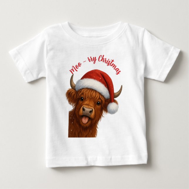 T-shirt Pour Bébé Moo-rry ChristmasT-Shirt (Devant)