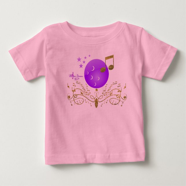 T-shirt Pour Bébé MoonDreams GoldGlitter Music Toddler PinkRuffleTee (Devant)