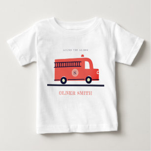 T-shirt Pour Bébé Moteur de camion feu de la Marine Rouge mignonne M