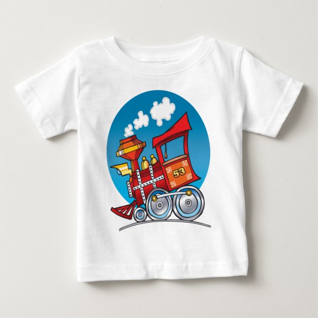 T-shirt Pour Bébé Moteur de train de bande dessinée (Devant)