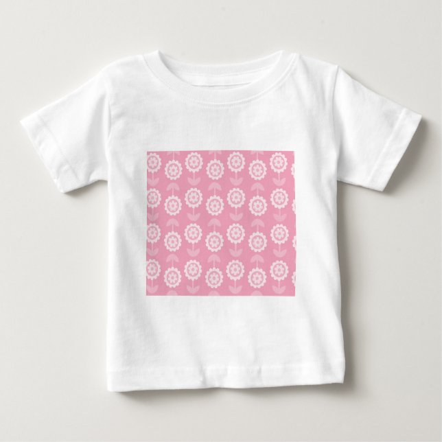 T-shirt Pour Bébé Motif Art Abstrait rose Fleurs florales (Devant)