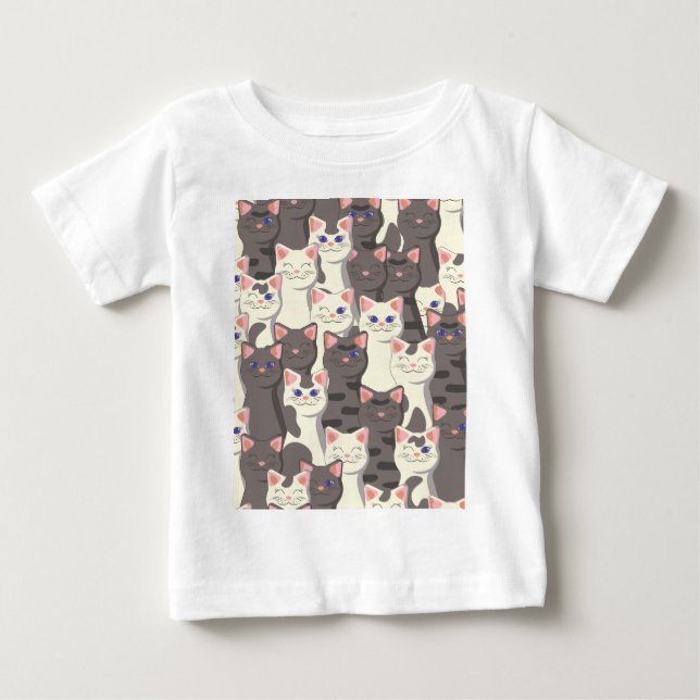 T-shirt Pour Bébé Motif de chats blancs et gris (Devant)