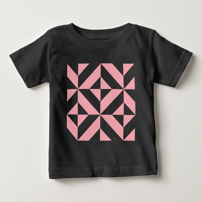 T-shirt Pour Bébé Motif de cube géométrique Melon rose (Devant)