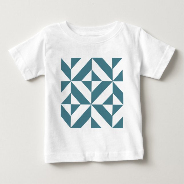 T-shirt Pour Bébé Motif de cube vert géométrique profond Turquoise (Devant)