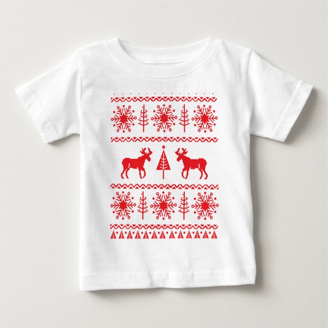 T-shirt Pour Bébé Motif de fête de chandail de Noël (Devant)
