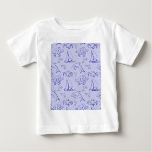 T-shirt Pour Bébé Motif d'une ligne d'animal marin et voilier