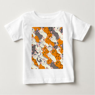 T-shirt Pour Bébé Motif en diagonale du chat noir blanc gingembre